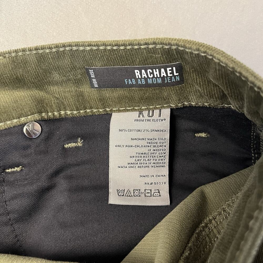 Kut from the Kloth 12P Rachael Fab Ab Mom Jean Corduroy Pants Moss High Rise - Picture 16 of 16